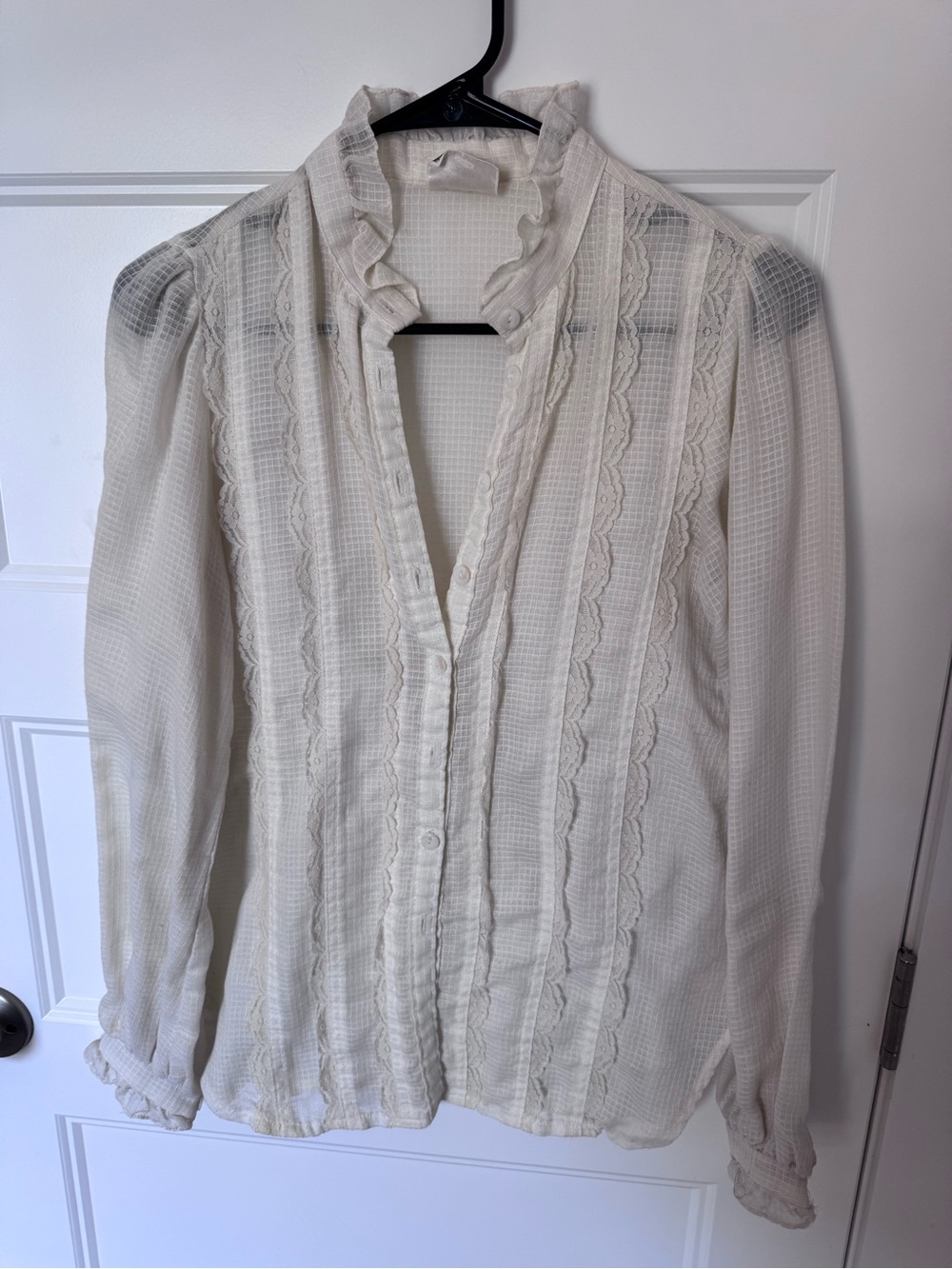 Gunne sax 1970s vintage lace prairie button up blouse ivory boho